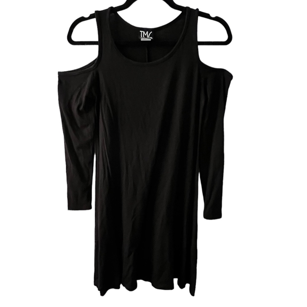 | Black Cold Shoulder Basic Dress - image 1